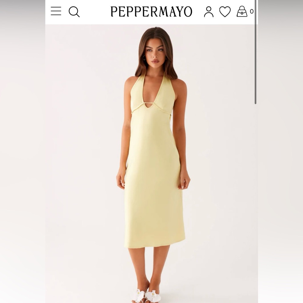 Peppermayo Yellow Halter Sheath Midi Dress